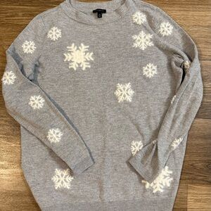 Talbots Gray Snowflake Sweater XS